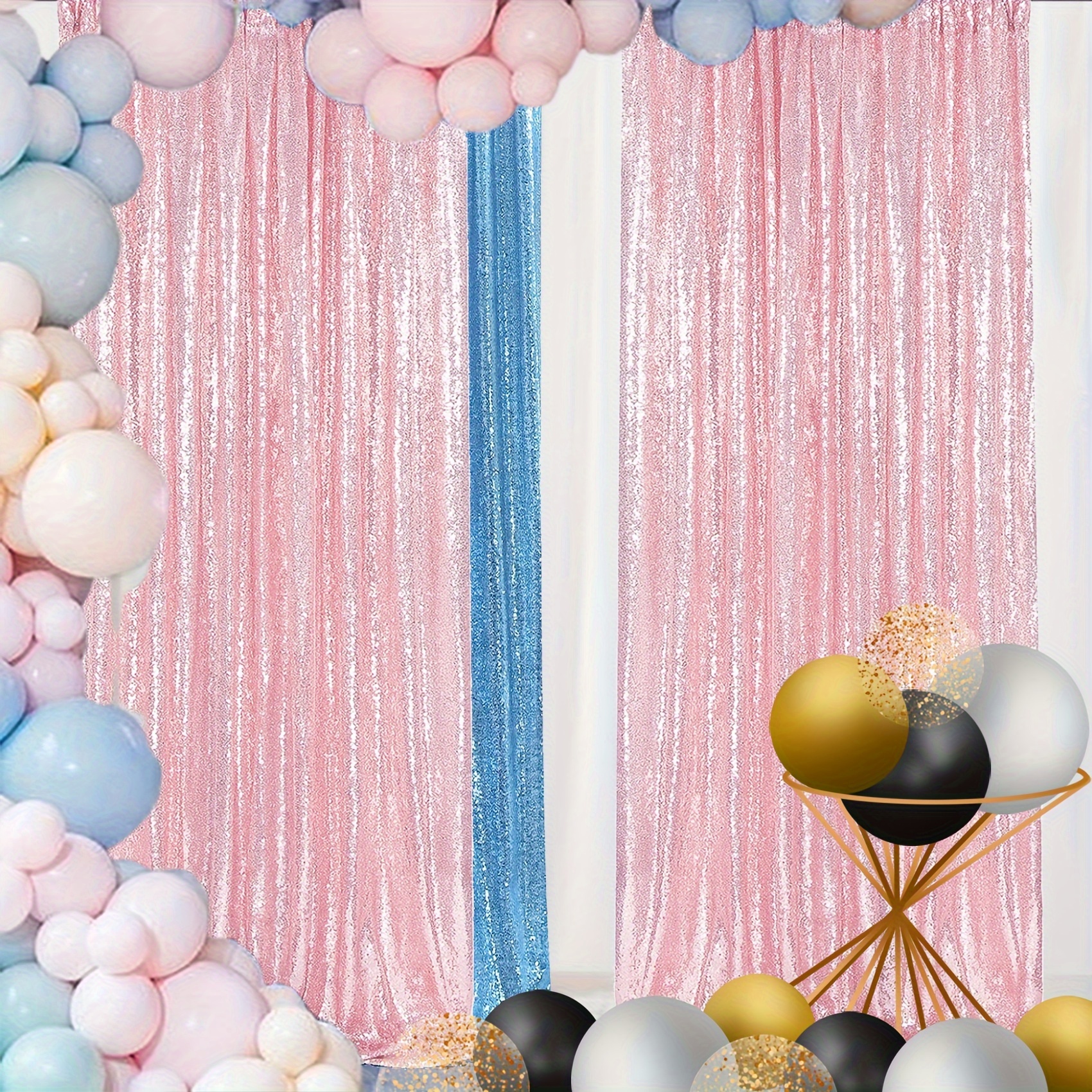 Fondo de cortina de oro rosa, decoración de fiesta de cumpleaños, telón de  fondo de pared brillante, cortina de aluminio, Baby Shower, boda, fondo de  fiesta de lentejuelas – Los mejores productos