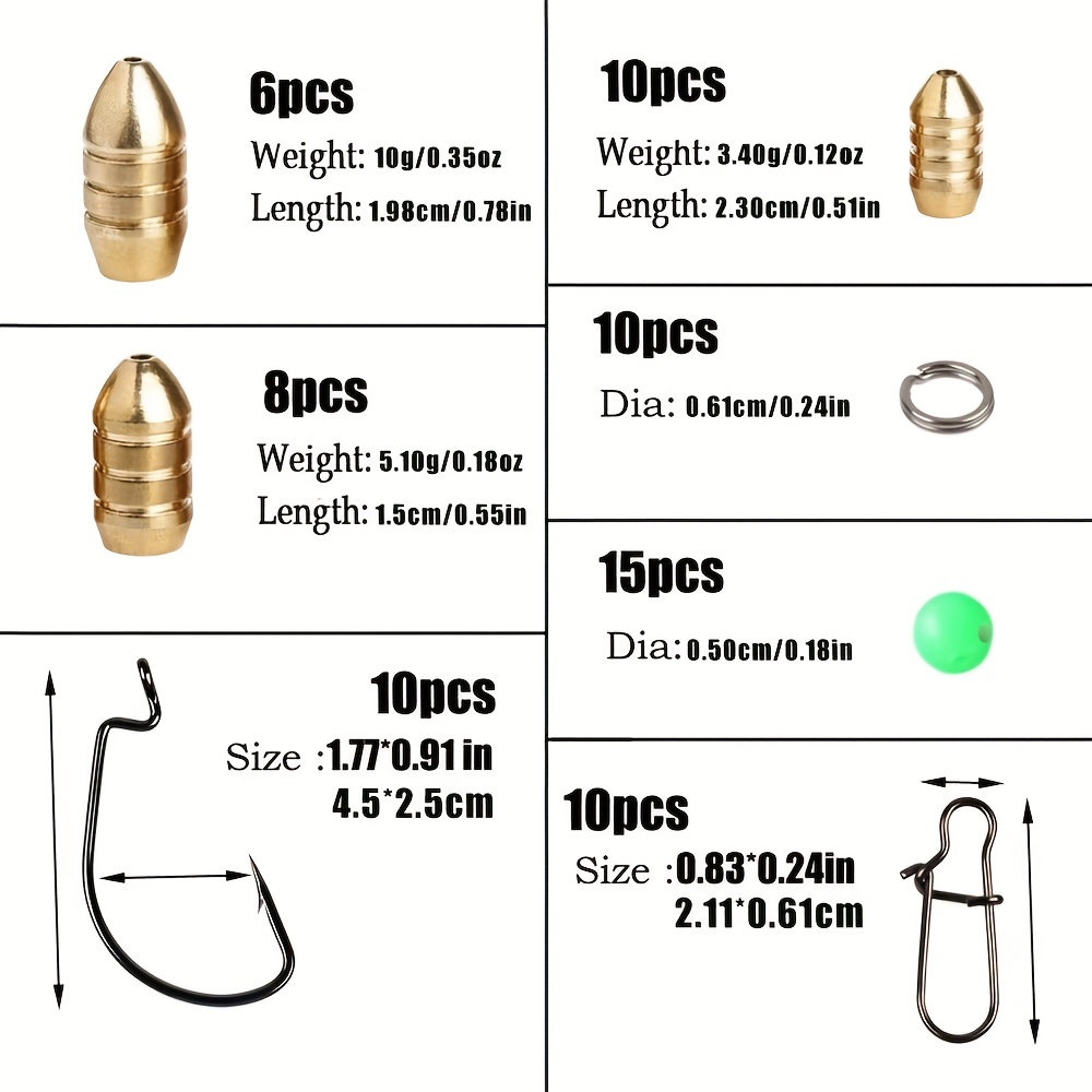 Sougayilang Fishing Sinkers Set With Brass Sinker Weights Jig Hooks Fishing  Swivel Ring Connector Plastic Box For Freshwater Saltwater Bass Fishing
