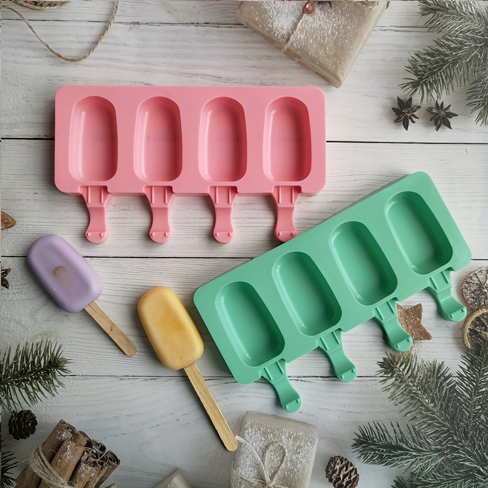 Juegos de utensilios de cocina,Paquete de piezas Moldes de paletas de  silicona con tapa Moldes de paletas caseras de 3 cavidades con 100 palos de  madera para moldes de paletas de helado
