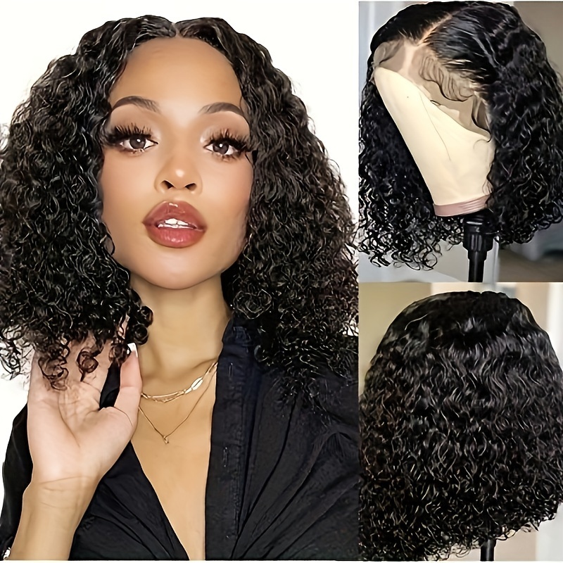 130% Density 13*1 Lace Front Human Hair Wig Short Curly - Temu Greece