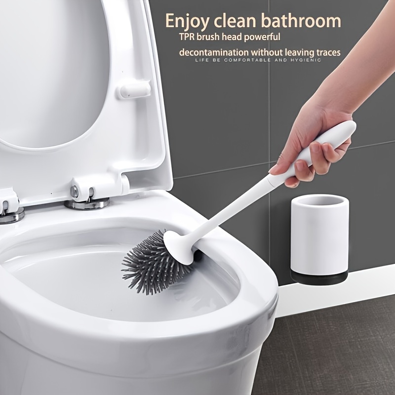 Silicone Toilet Brush Soft Flat Toilet Brush With Holders - Temu