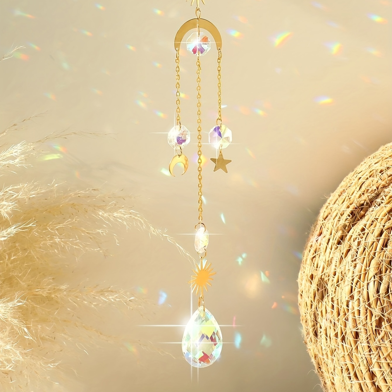 1 Pièce Guirlande De Vent Attrape-soleil En Cristal Pendentif Lune Soleil  Étoile Pour Décor De Mariage Maison Décoration Suspendue De Voiture,  Accessoires Photos, Décoration D'événement, Mode en ligne