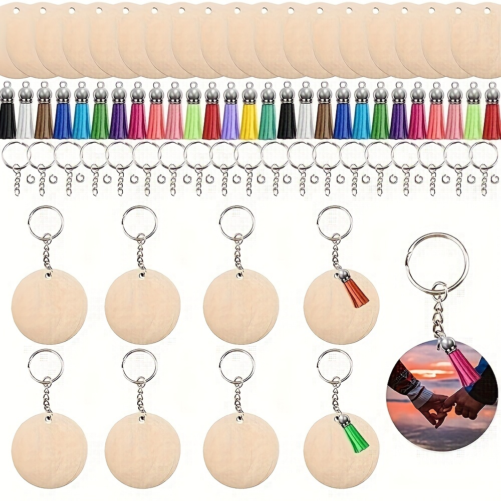 Acrylic Keychain Blanks, Audab 150pcs Clear Blank Keychains Kit Including  Acrylic Blanks, Keychain Tassels, Keychain Clips, Key Chain Rings and Jump
