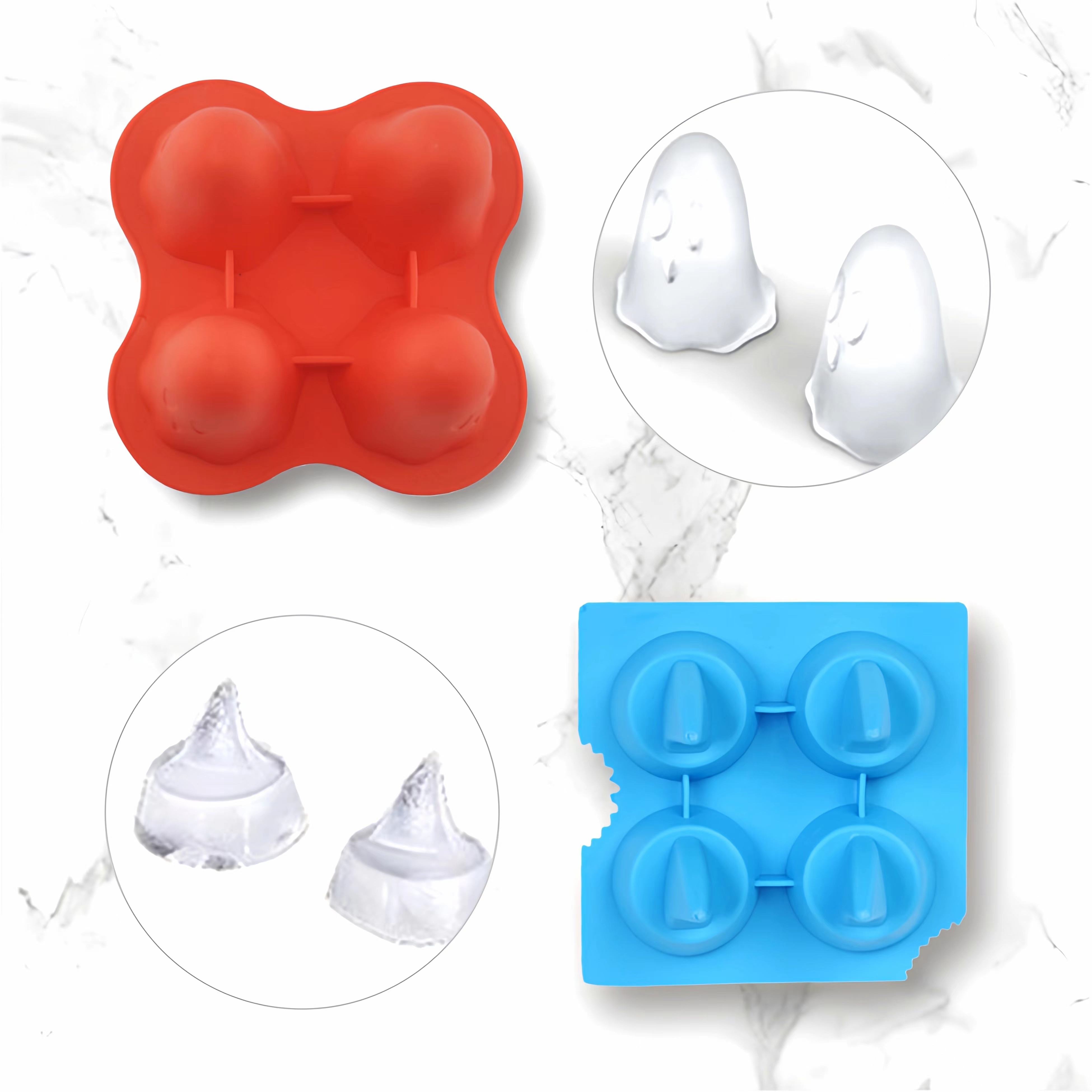  Ice Cube Tray Ghost Ice Cube Molds, 4pcs Ghost Ice