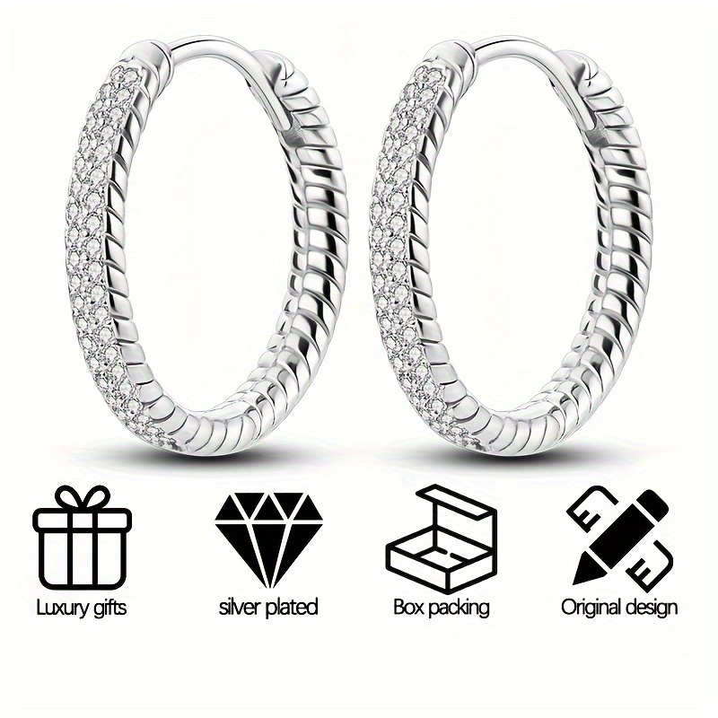 

Original Design Hoop Earrings 925 Sterling Silver Hypoallergenic Jewelry Elegant Luxury Style Suitable For Women Gift With Box