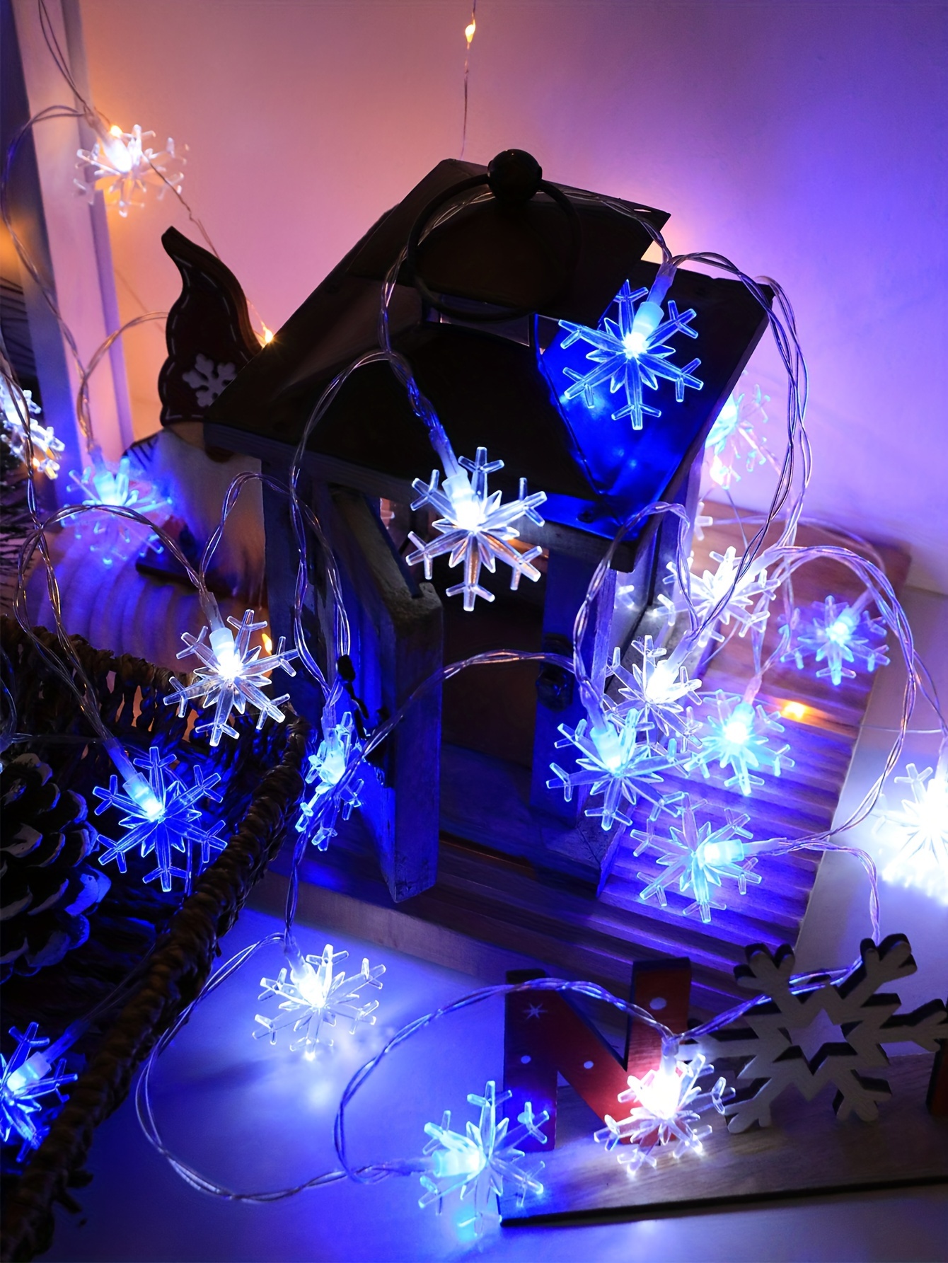 Tira de luces LED azules, funciona con pilas, impermeable, autoadhesiva,  para graduación, aula, decoración de Navidad, fiesta de cumpleaños