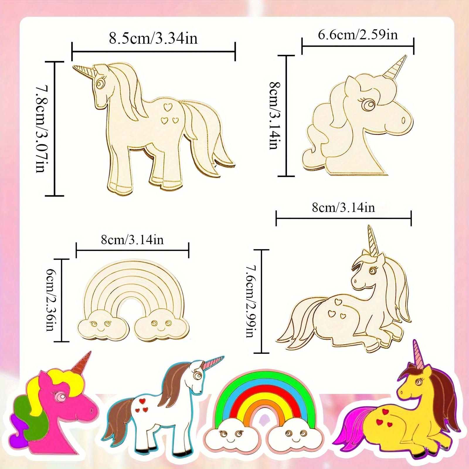 Wood Crafts Blank Wood Unicorn Pendant Diy Painting - Temu