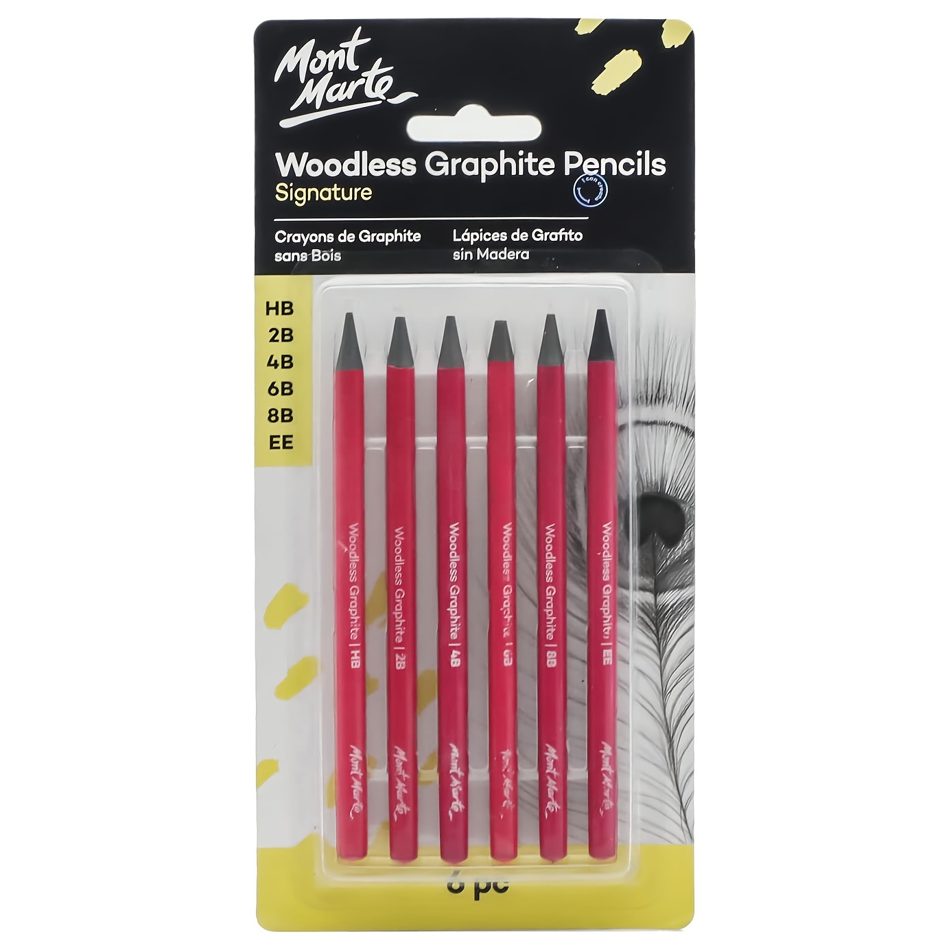 Woodless Graphite Pencils 6 Piece (HB, 2B, 4B, 6B, 8B And EE), Suitable For  Sketching, Drawing And Shading