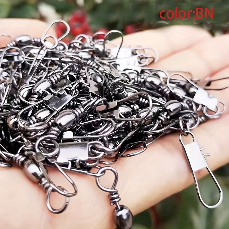100pcs Durable Stainless Steel Fishing Snap with Smooth Rolling Swivel -  Perfect for Connecting Fishing Line and Lures