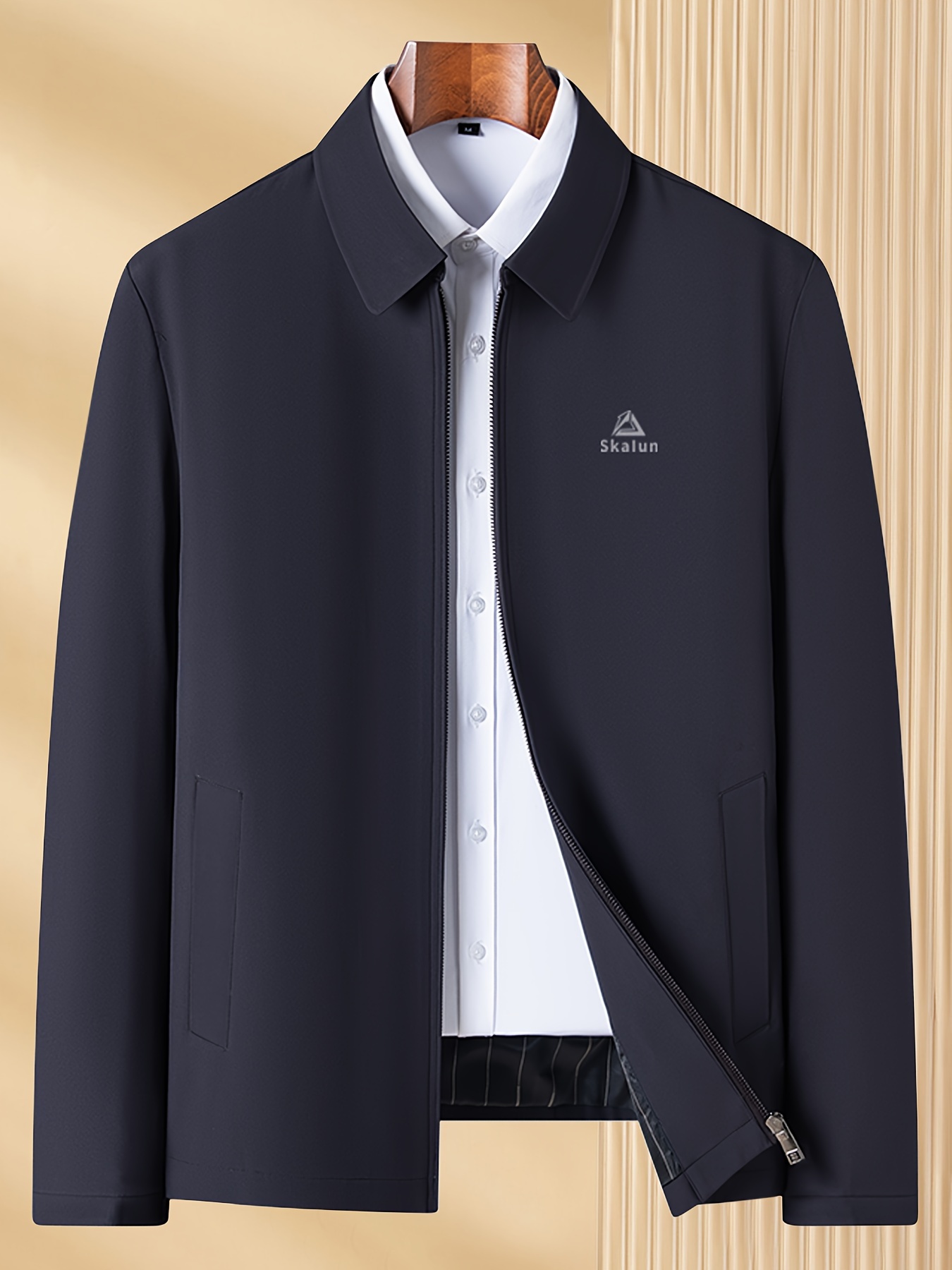 *'S Lightweight Zip-Up Jacket Casual Solid Color Turn- Collar, Long  Sleeve Outerwear for Spring Fall, Polyester, Weekend Casual Wear, Casual  Out