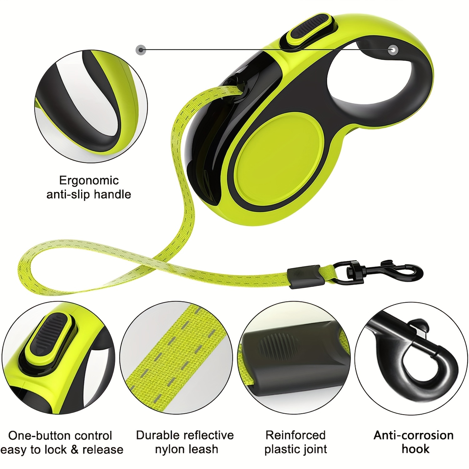 heavy duty retractable dog leash anti slip handle 16 ft - Temu