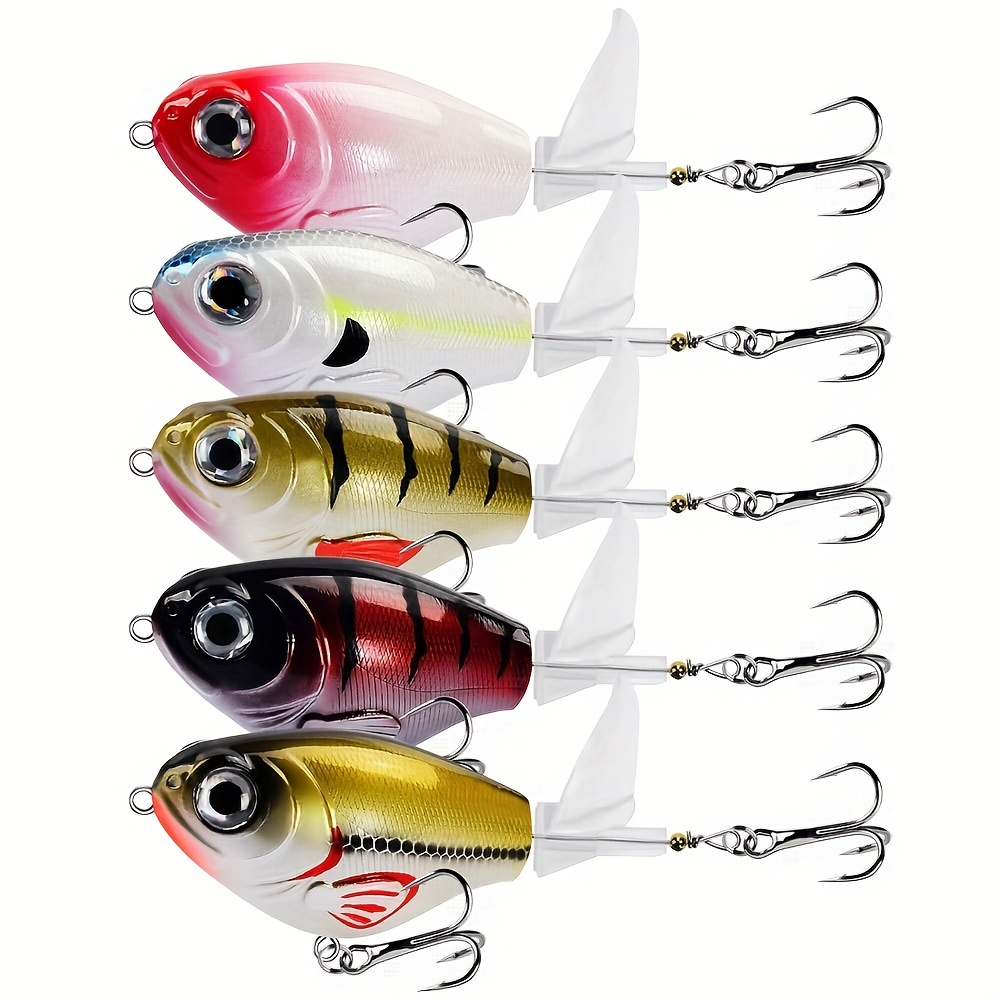5pcs Wobbler Popper Minnow Lures: Floating Artificial Baits with Hook &  Rotating Tail for Freshwater & Saltwater Fishing Tackle