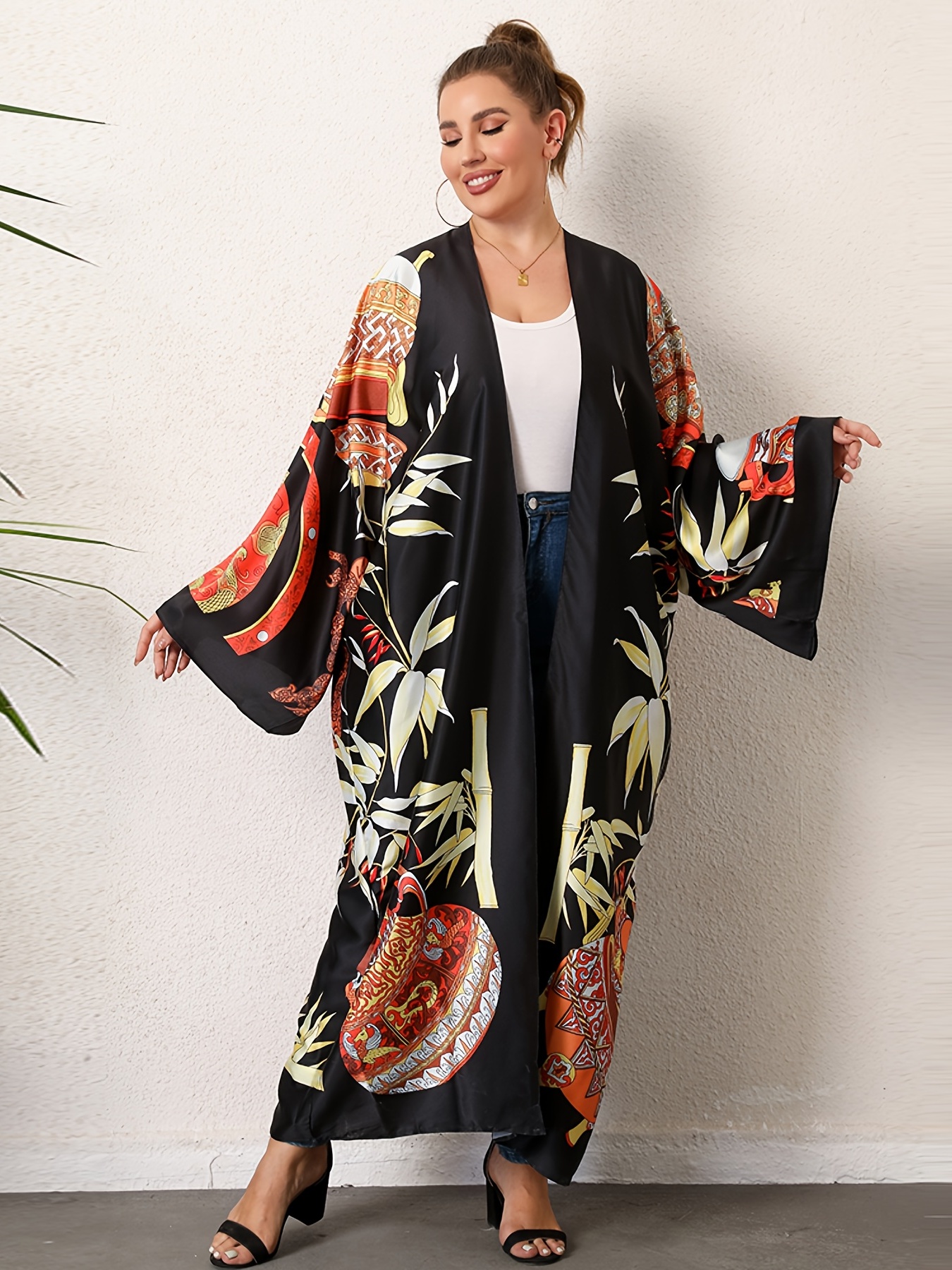 Kimono Robes Women Long Satin Robe Floral Robes Kimonos - Temu Canada