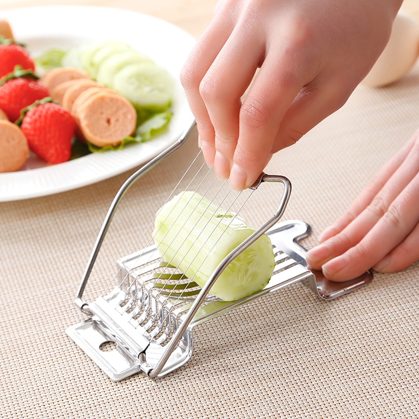 Egg Slicer, Egg Cutter for Hard Boiled Eggs, Efficient Multipurpose  Stainless Steel Wire Strawberry Slicer, Tomato Slicer 