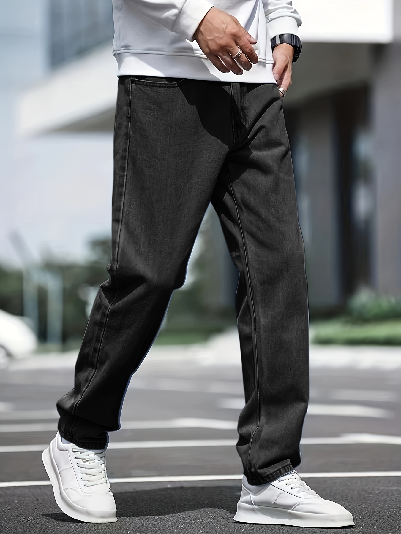 Black Jeans Print Men, Y2k Streetwear Jeans Men