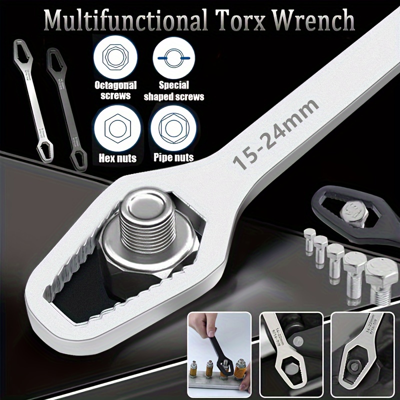 1pc Universal Double Ended Wrench, Self-Tightening 8-22mm Screw Nuts Repair  Wrench, Double-Headed Ratchet Spanner, Adjustable Torx Spanner