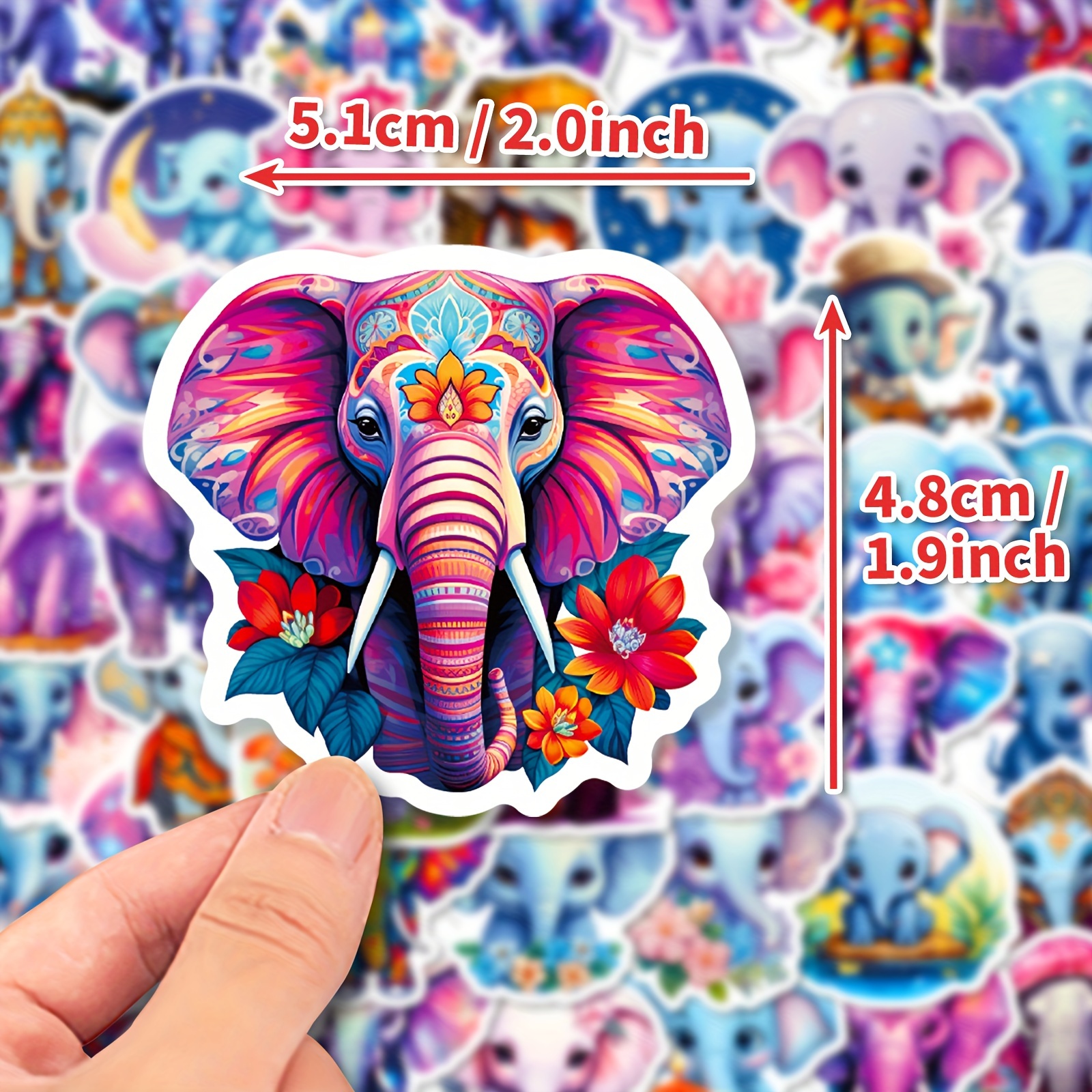 Cute Colorful Elephant Stickers Cartoon Doodle Decoration - Temu Italy