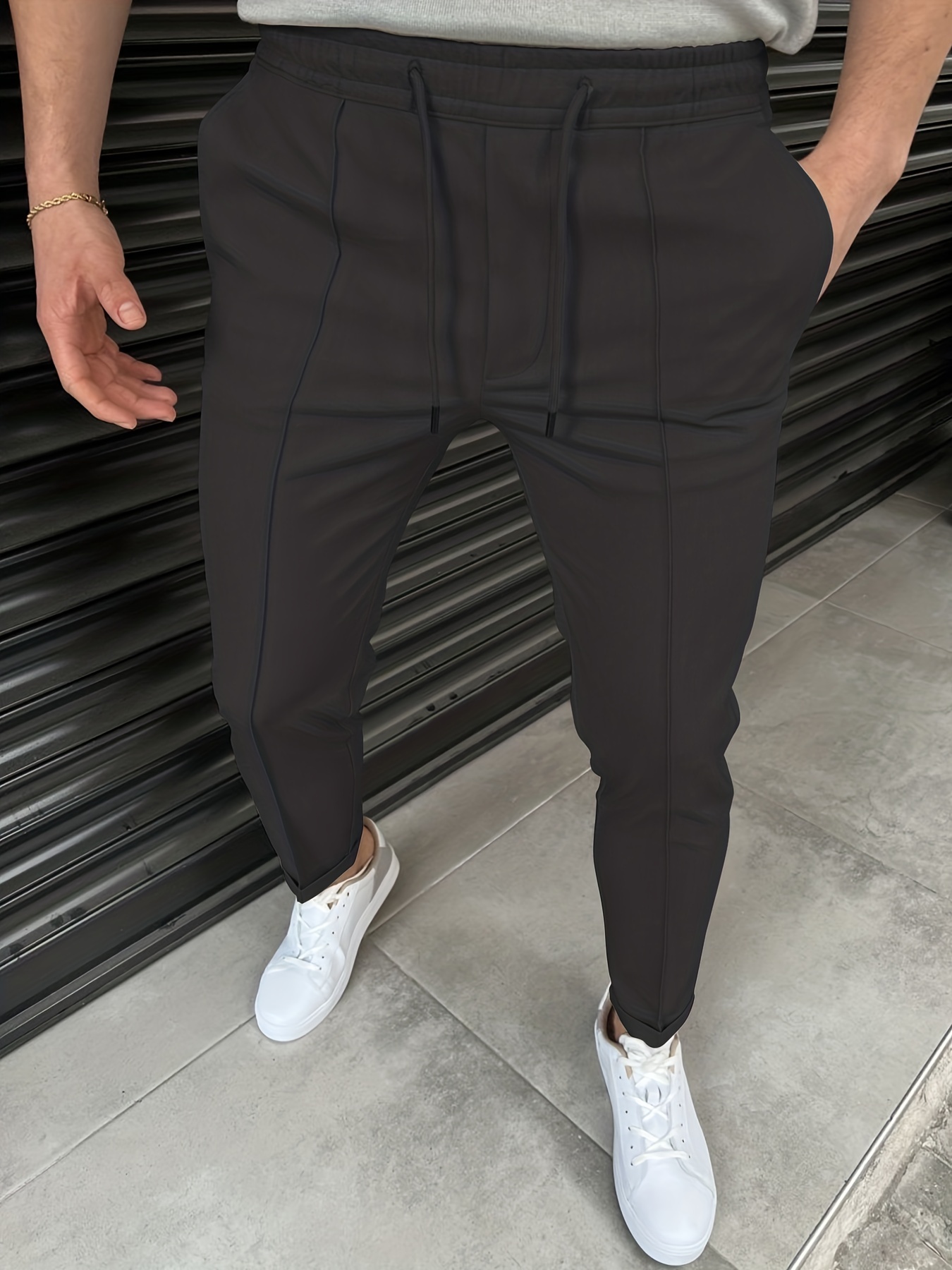 2DXuixsh Mens Pants Big and Tall Sports Male Casual Business Solid Slim  Pants Zipper Fly Pocket Cropped Pencil Pant Trousers Pants for Men Cotton  White L 