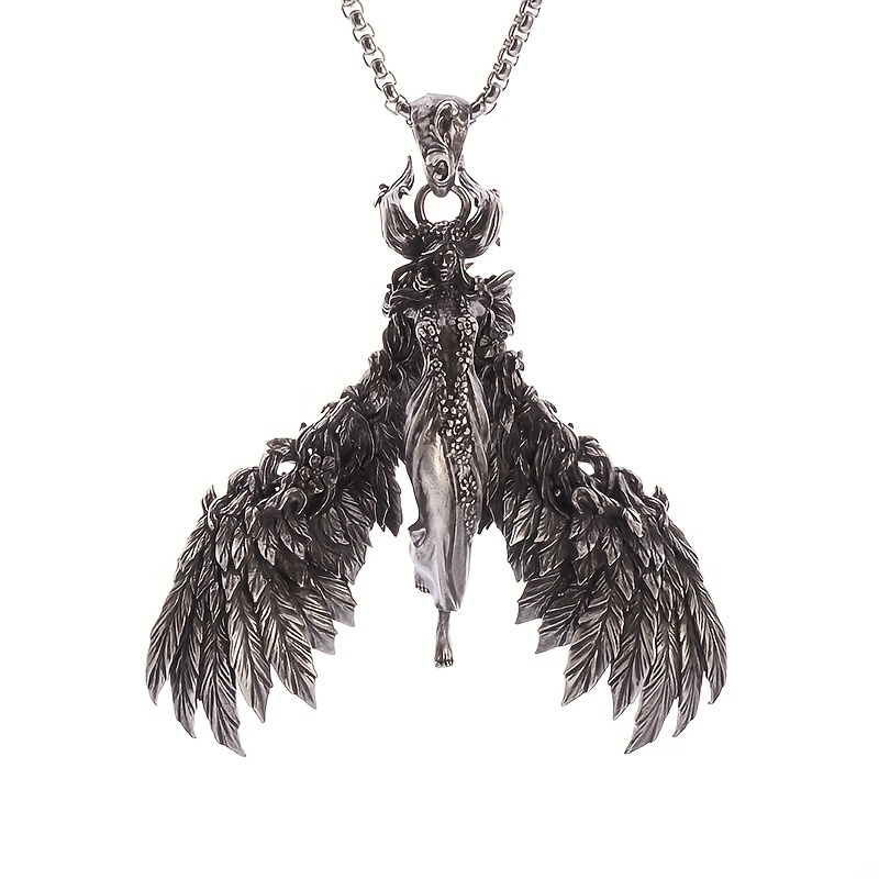 Retro Gothic Winged Devil Angel Pendant Necklace