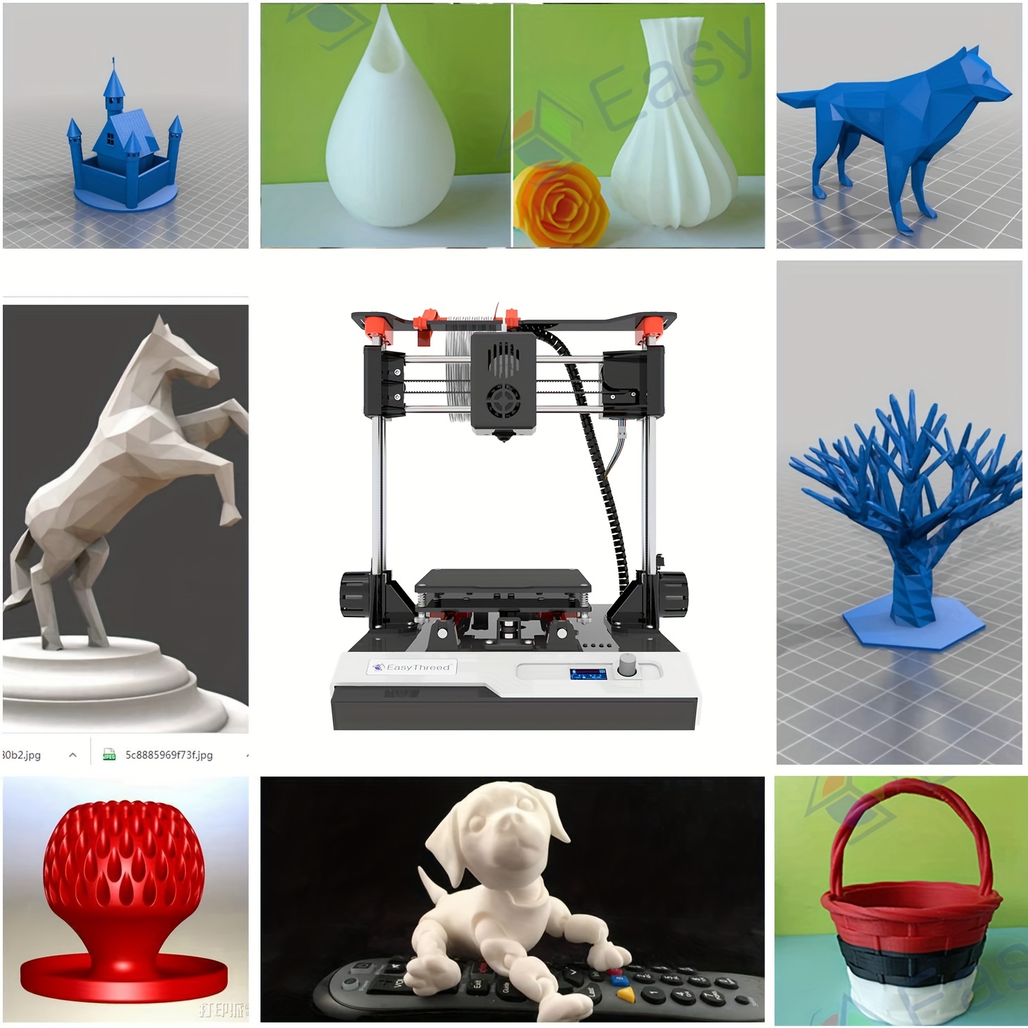 1pc EasyThreed 3DプリンターK2、初心者向け、スクリーンコントロール、低騒音、無料のPLA TPU  1.75mmフィラメント、印刷サイズ4''x4''x4''、米国プラグ