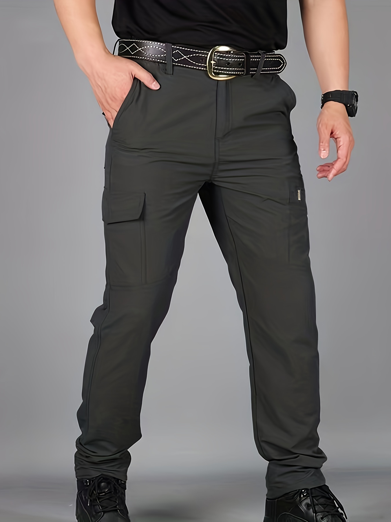 Men's Casual Black Cargo Pants Flap Pockets - Temu Netherlands