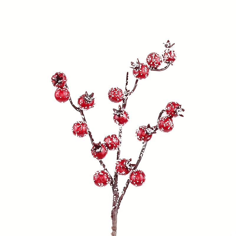 5pcs Artificial Red Berry Stems Christmas Foam Fruit Flower Branch