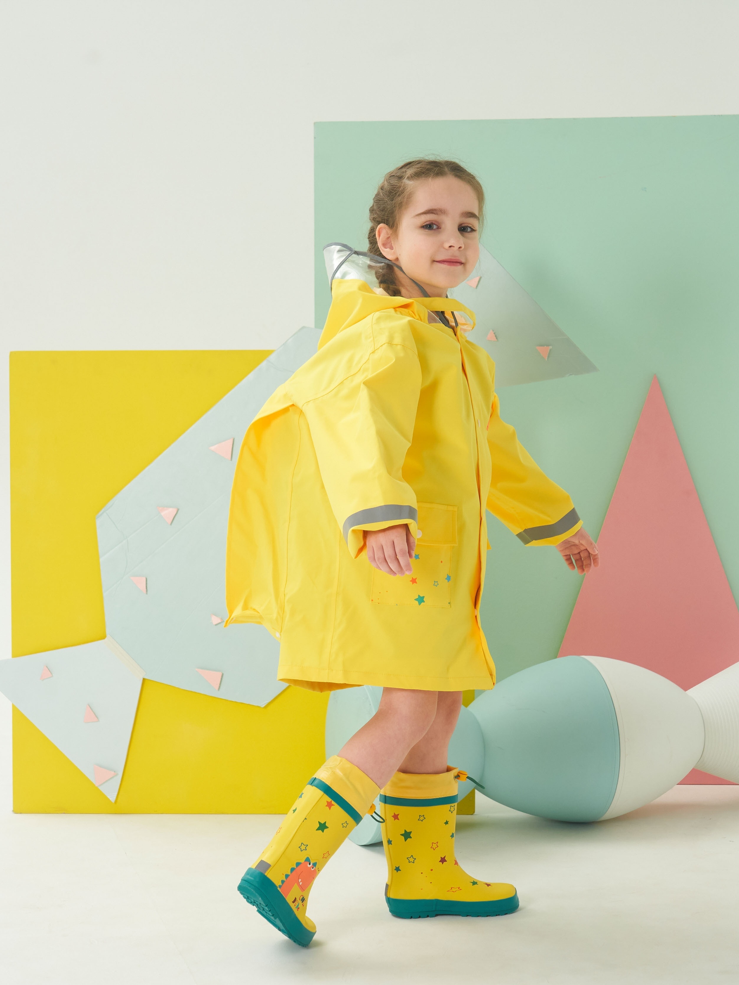 Chaqueta impermeable para niños y niñas, impermeable, color amarillo,  transpirable, con capucha, para niñas y niños pequeños, Amarillo