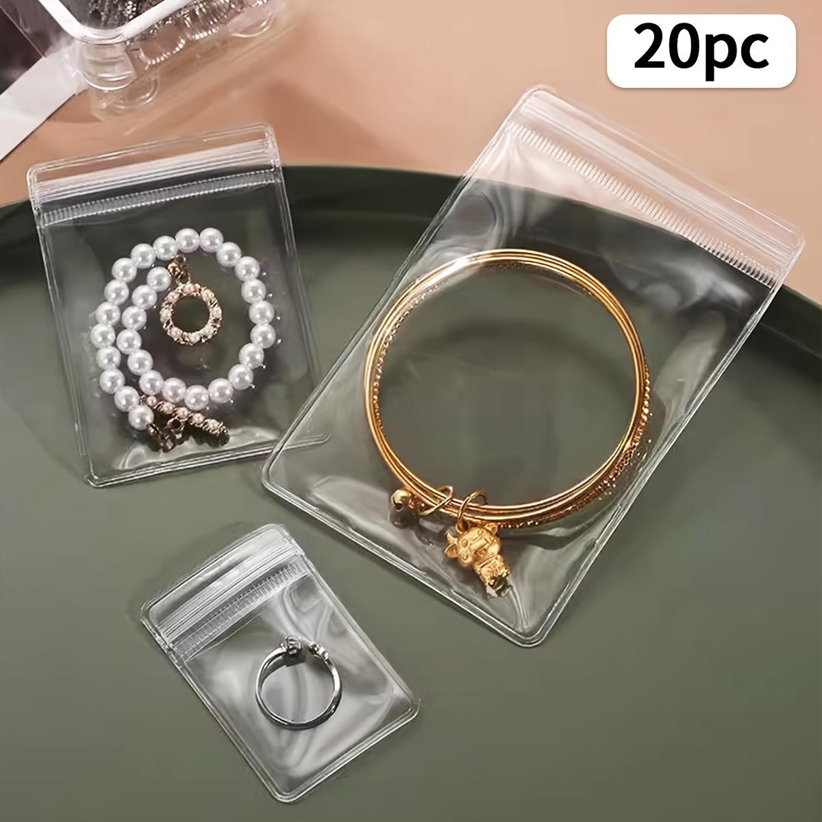 20pcs Anti-oxidation Jewelry Bags, Clear Jewelry Zipper Bags