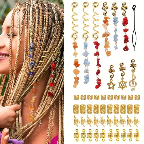Tube Beads Golden Silver Rings For Braids Jewelry Ring Dread Dreadlock  Beads Adjustable Braid Cuffs Hollow Hair Beads(Gold 20 PCS)