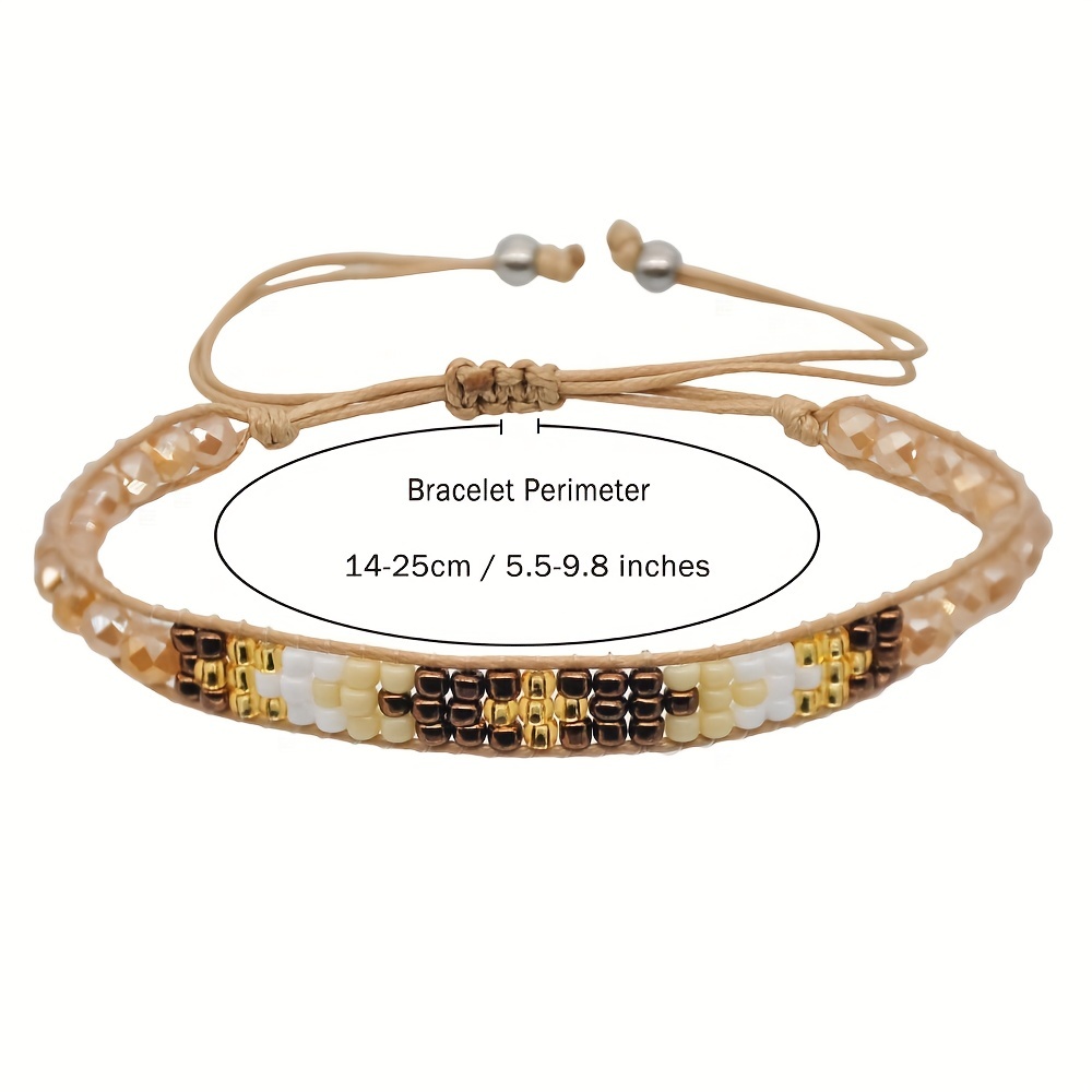 Women's Bohemian Bracelet Glass Seed Beads Crystal Hand - Temu