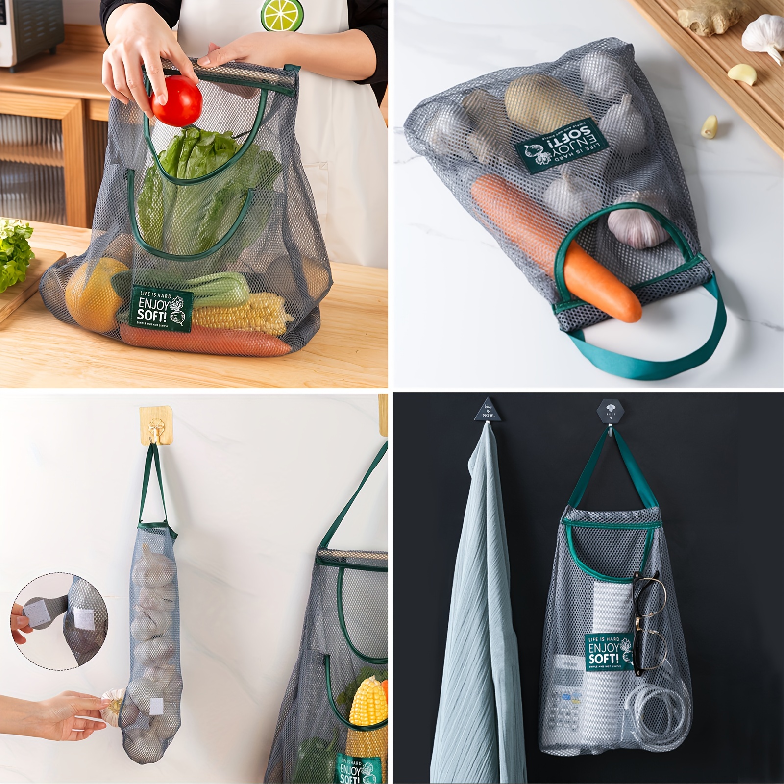 1pc Plastic Bag Holder, Food Bag & Trash Bag Organizer, Hanging Mesh  Storage Distributor, Breathable Net Bag Organizer For Kitchen Plastic Bags