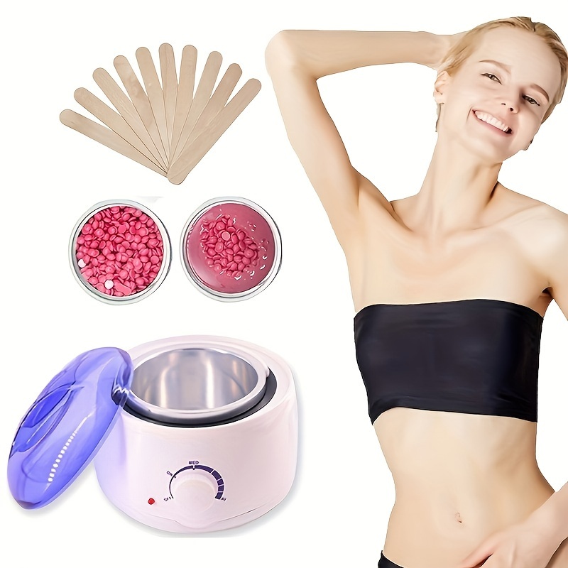 Calentador de cera, Kit de depilación eléctrica portátil para el área  facial y bikini y axilas - Calentador para derretir cera, con accesorios  para el