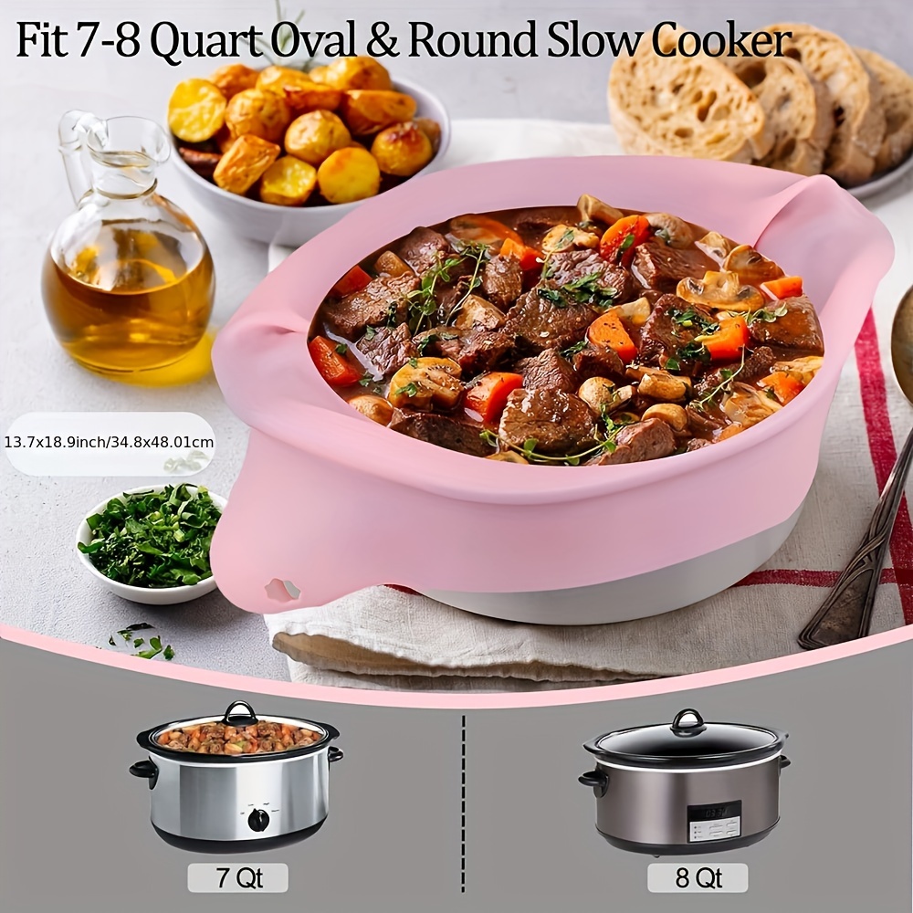 Silicone Slow Cooker Liners, Reusable Cooking Liner For 6-8 Quarts