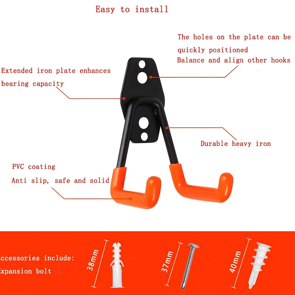 Heavy Duty Garage Storage Hooks - Steel Tool Hangers For Wall