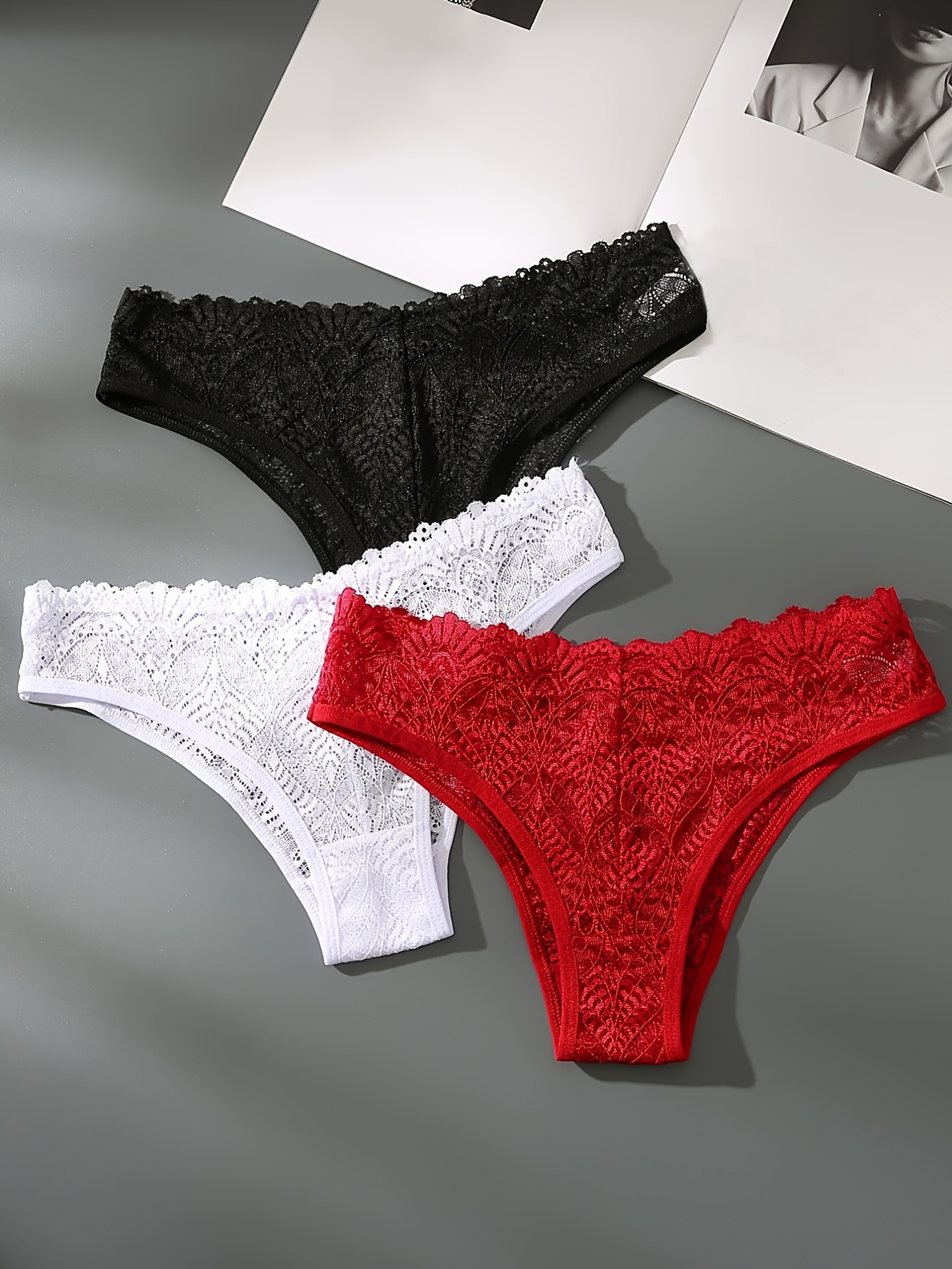Floral Lace Thong Panties Comfortable Breathable Low Waist - Temu