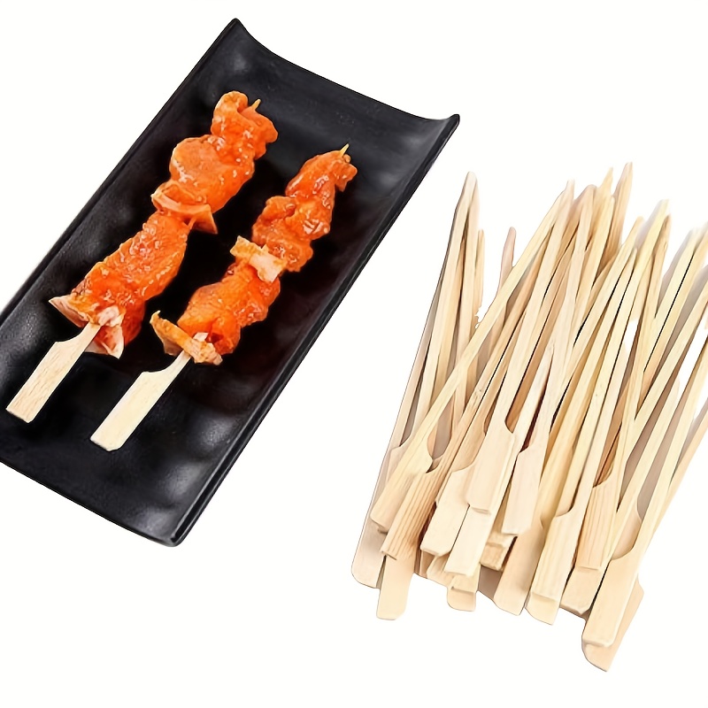 200 PCS Bamboo Skewers for Appetizers, 4.7 Inch Toothpicks, Cocktail Picks  for Drinks, Fruit Kababs, Sausage, Barbecue Snacks, Natural Wooden Paddle