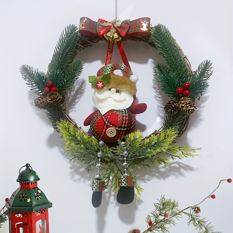 Christmas Wreaths for Front Door, Christmas Wreath Supplies for Windows  Outside, Holiday Christmas Teng Strip Venue Layout Props Wreath Ornaments  Door