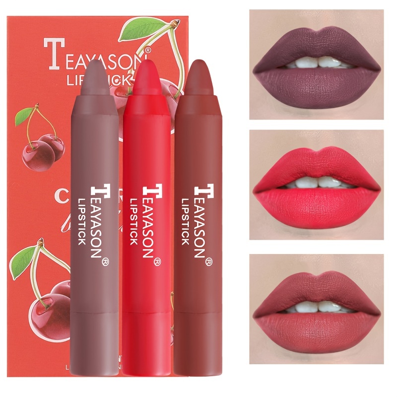 

Set Of 3pcs Lipstick, Long Lasting Lip Liner Pen Lipstick Pen, Matte Velvet Nude Color Lip Gloss Set, Lip Makeup Gift For Valentine's Day