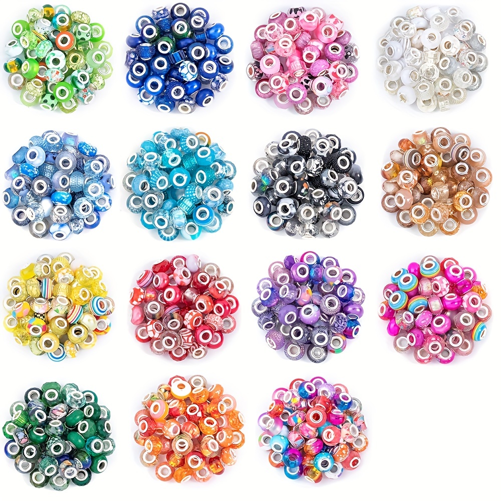 50pcs Mixed Colorful Transparent Faceted Rondelle Resin Imitation Crystal  Large Hole Loose Beads For Bracelet DIY Crafts Jewelry Making Accessories