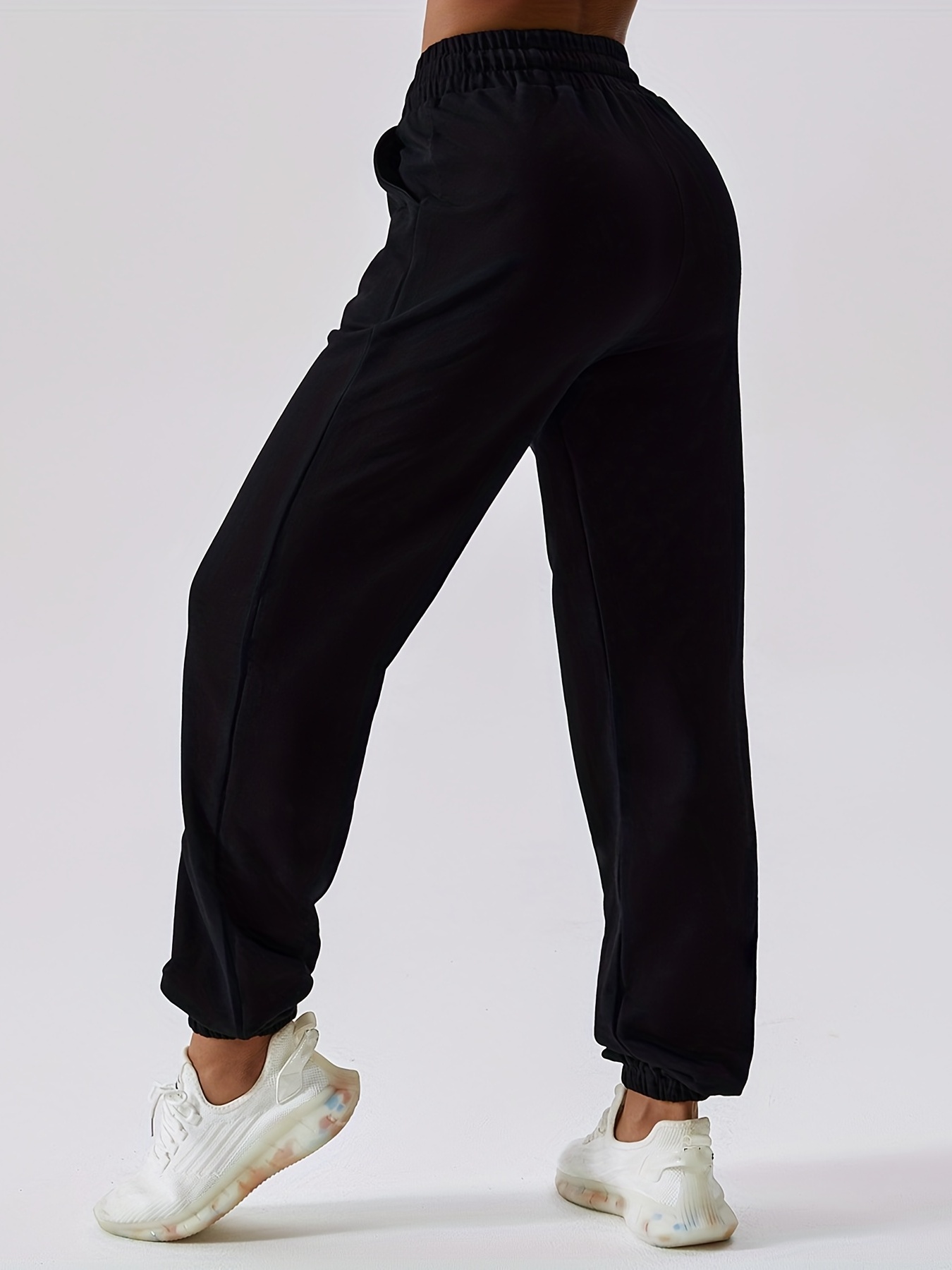 Women's Solid Color Casual Sports Pants Drawstring Running - Temu