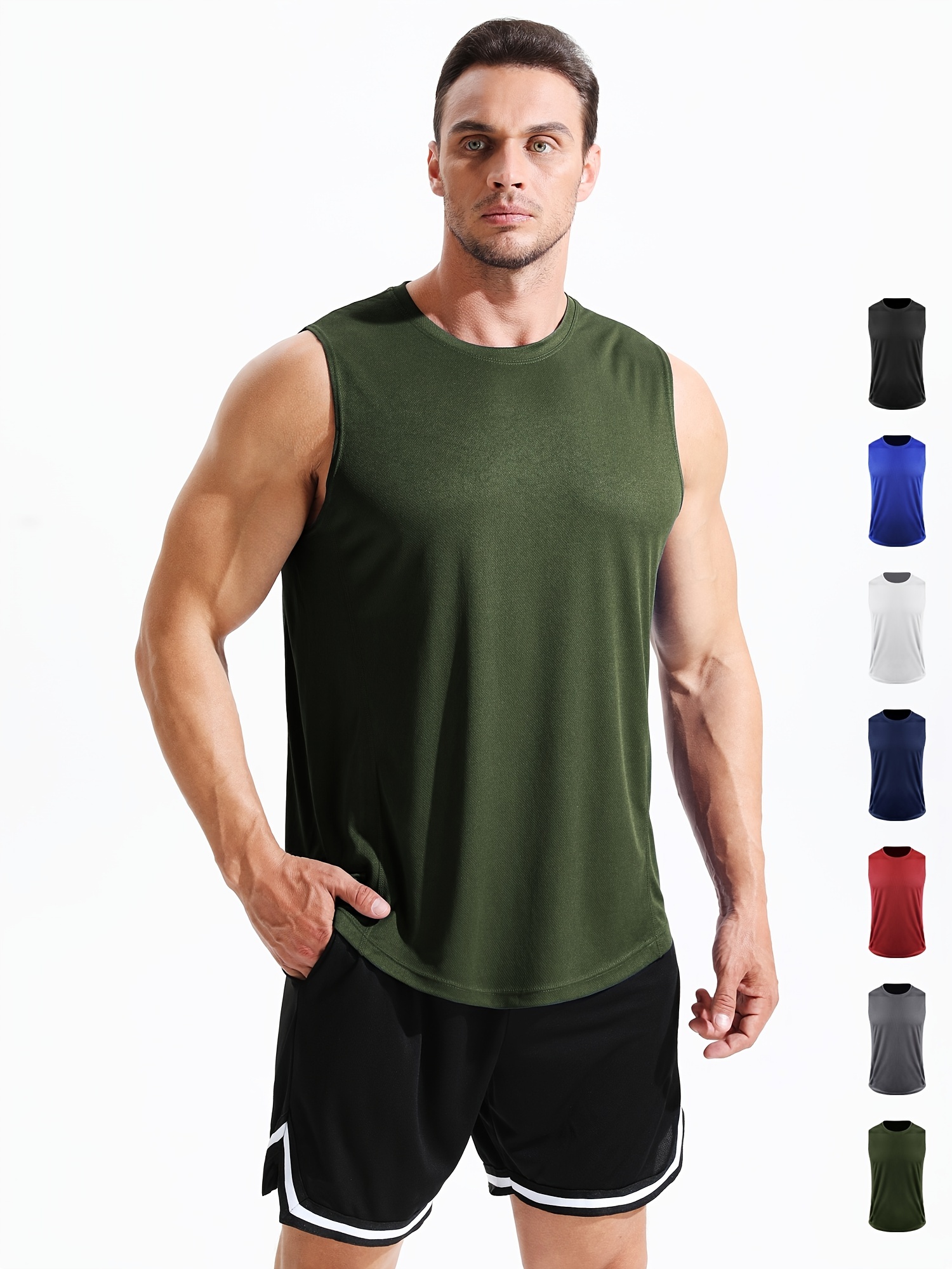 Men's Men Independence Day Summer Vest Breathable Size Casual Sleeveless  Top Loose Full Print Tank Top Crazy Yoga Tops Fashion