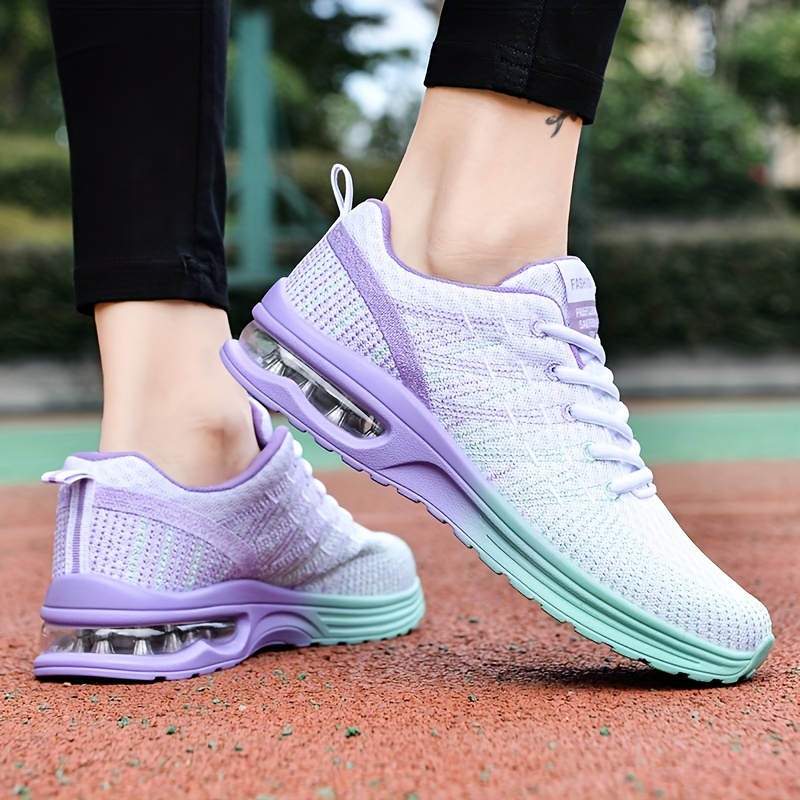Women's Air Cushion Shoes Ombre Color Lace Running Shoes - Temu