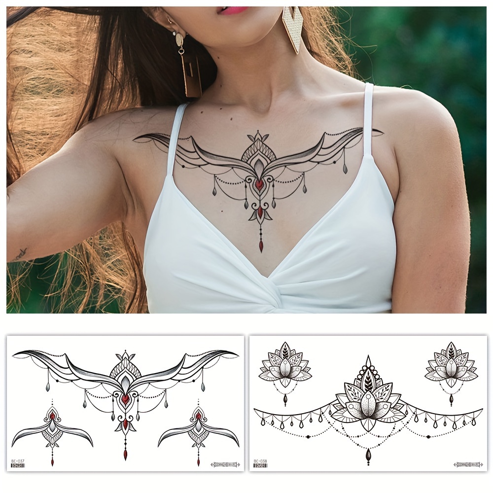 Dark Flower Waterproof Temporary Tattoo Sticker Butterfly - Temu