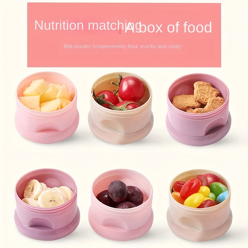 Sealed Milk Box Snack Containers Portable PP Snacks Cup Double Compartment  Snack Storage Food Storage Baby Formula Dispenser for Infant Pink Large 