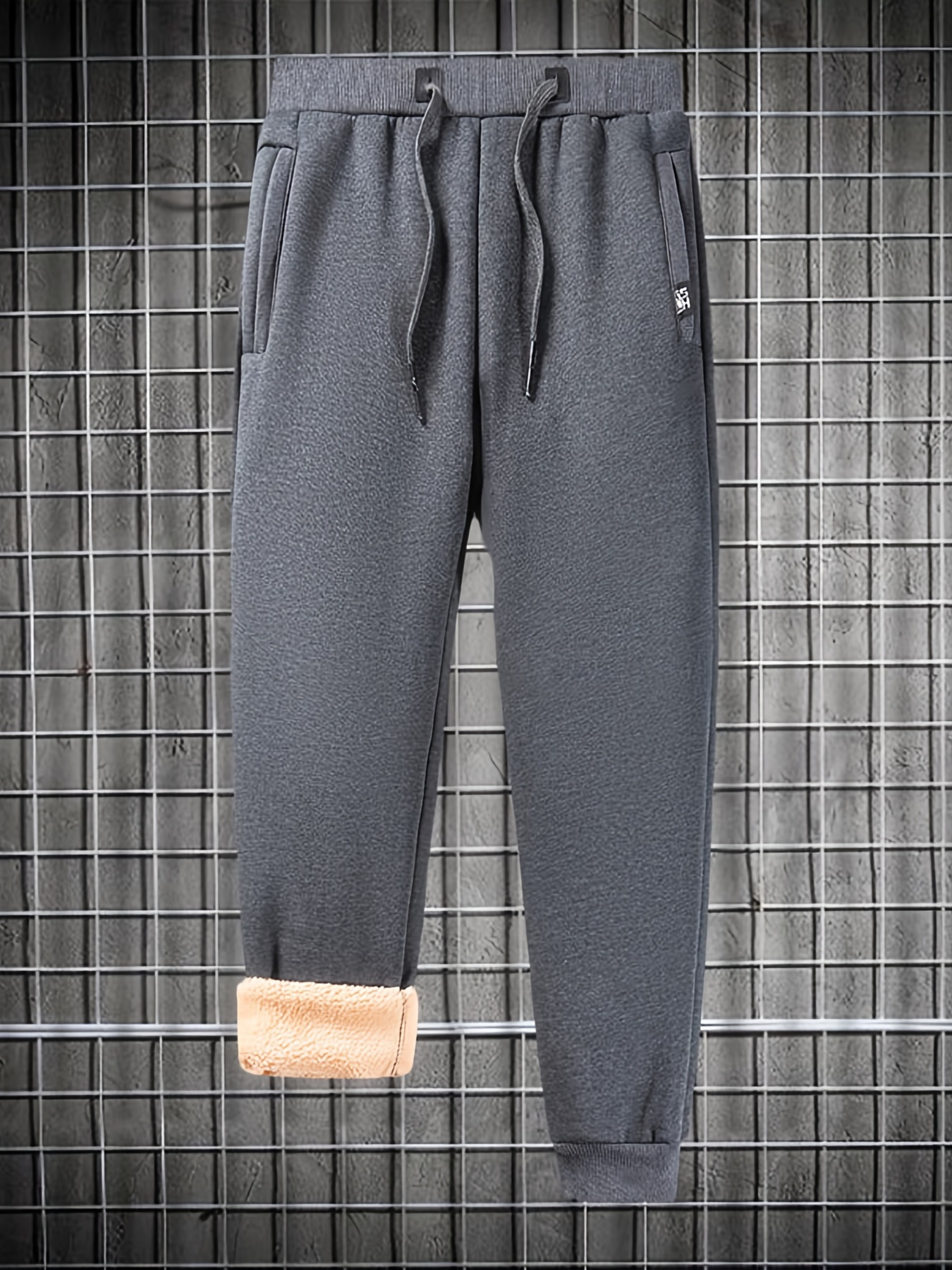 Warm Fleece Casual Pants, Men's Thick Sweatpants With Zipper Pockets For  Fall Winter