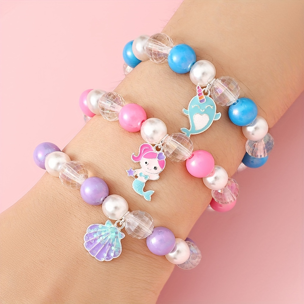 Pink Shell Stone Bracelet with Dolphin Charm