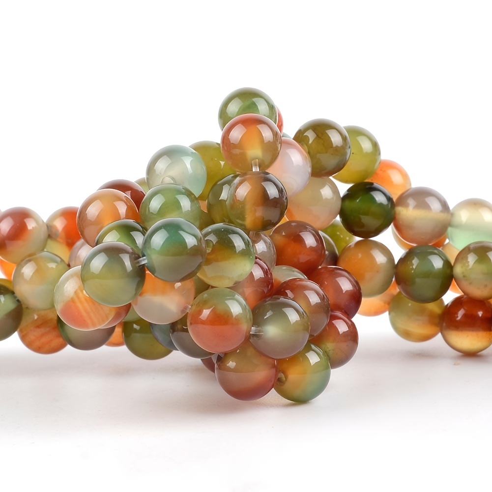 Colorful Round Loose Beads Faux Peacock Agate Beads For - Temu