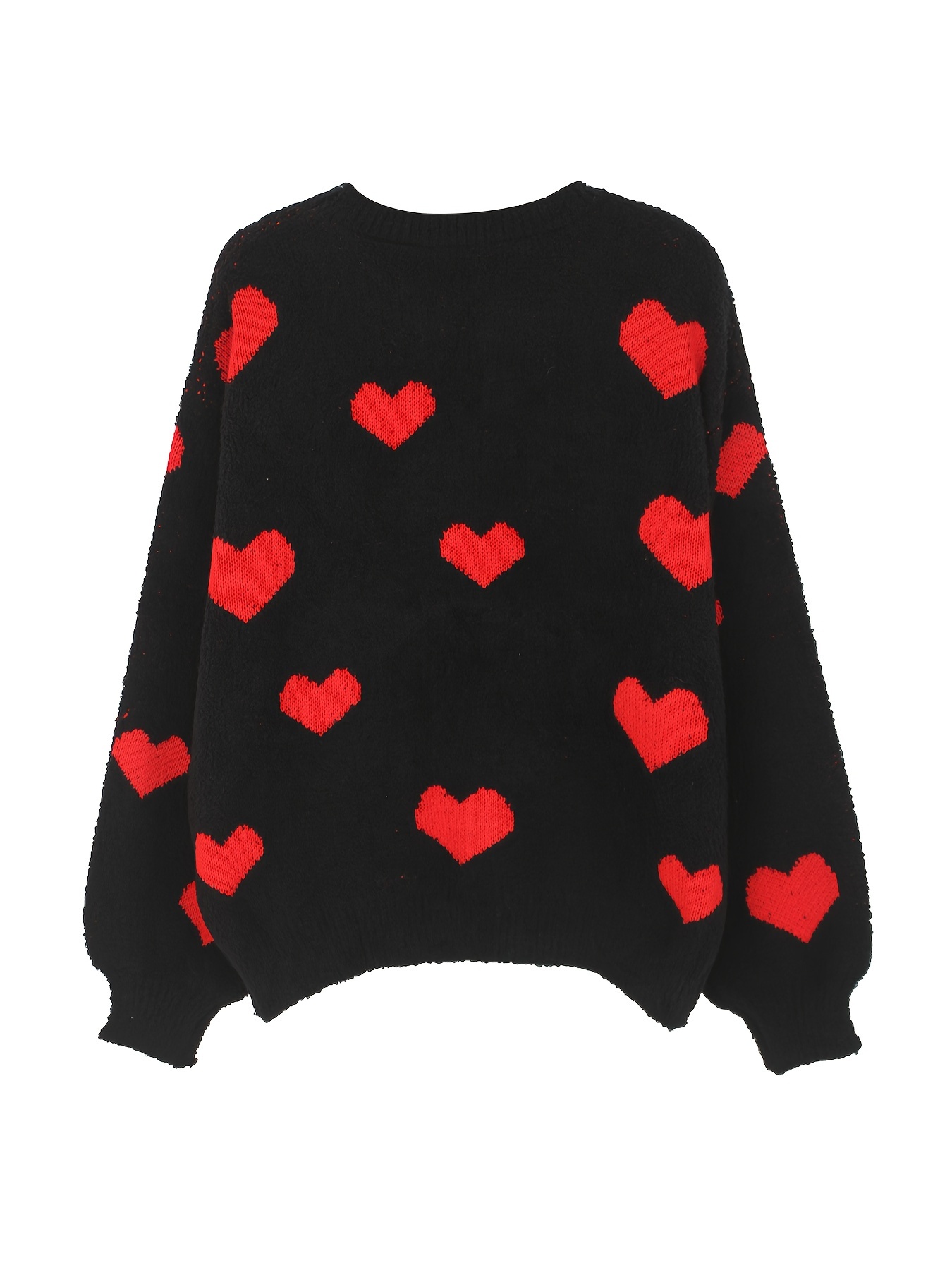 valentine's day heart pattern crew neck pullover sweater - Temu
