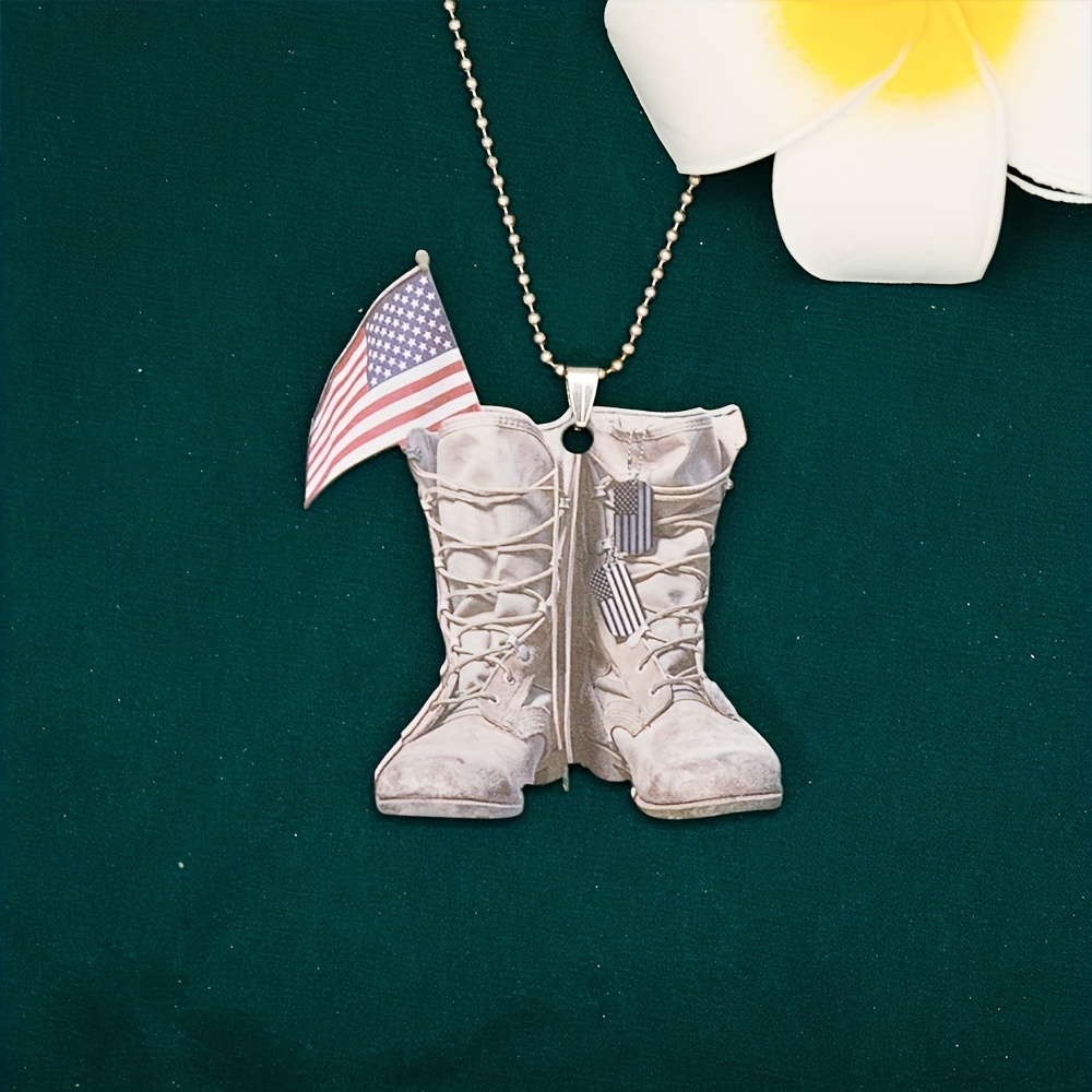 1pc, American Flag Combat Boots Acrylic Decoration Car Interior Hanging  Ornaments Christmas Tree Ornaments Gifts For Relatives Friends Necklace,  Scene