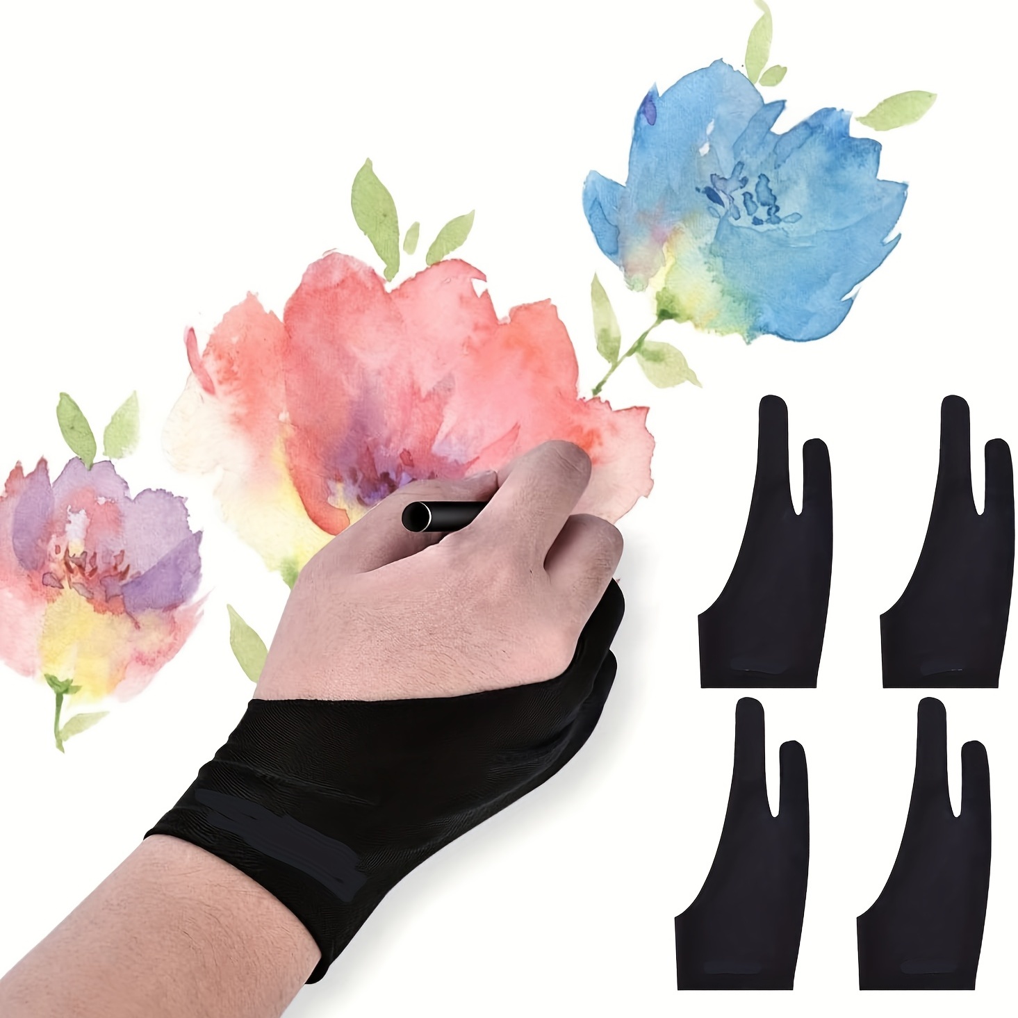 1pc Artist Drawing Glove 3-Layer Palm Rejection Right Left Hand Digital Art  Graphic Tablet Ipad Gloves Two Finger Smooth Elastically Breathable for  Stylus Pen Pencil Sketching Painting